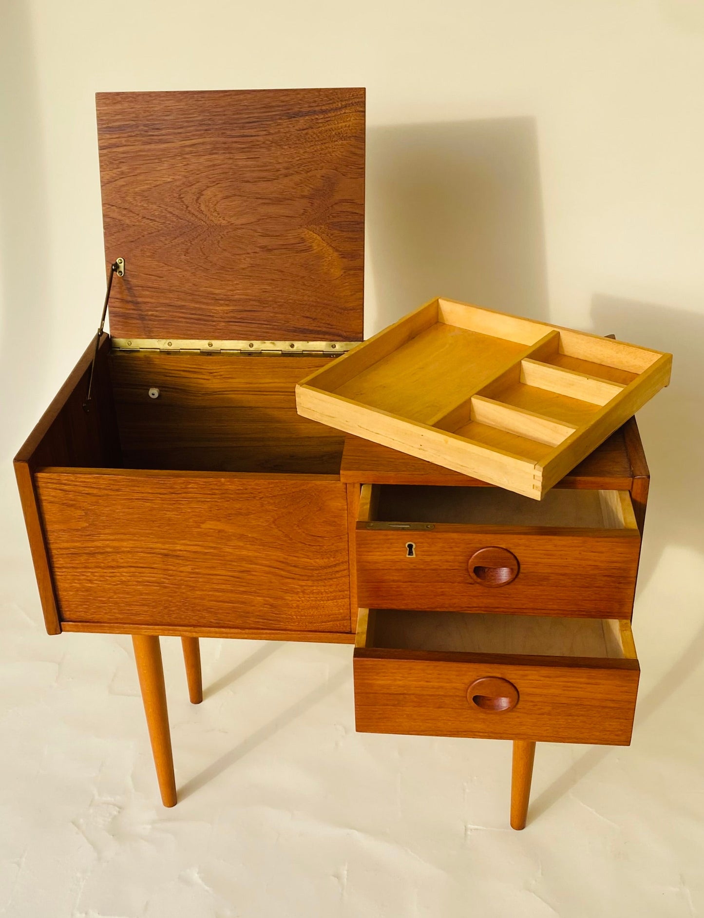 Mid-Century Danish Sewing or Storage Table